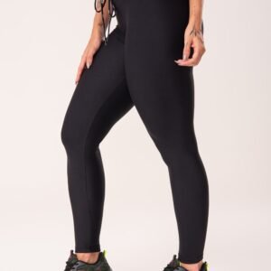 Calça legging preta com cadarço básica