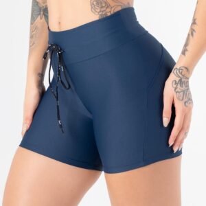Short fitness azul marinho com cadarço básico