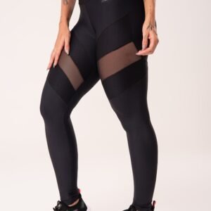 Calça legging energy poliamida com tule preta