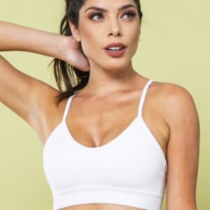 Top fitness energy poliamida com elástico branco