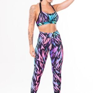 Conjunto fitness match poliamida estampada urban (top+calça)