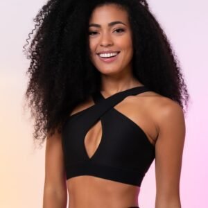 Top sem bojo happiness transpassado com elástico preto