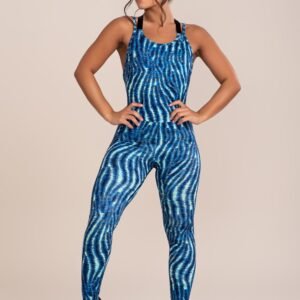 Macacão fitness feminino euphoria com alça de elástico estampa animal blurred