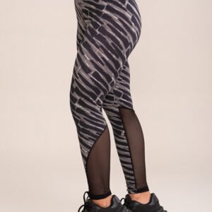 Legging fitness feminina euphoria com recortes em tule estampa brush black