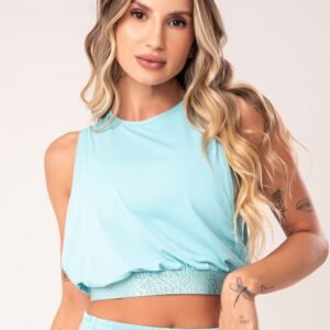 Cropped verde maxi cava com elástico flow